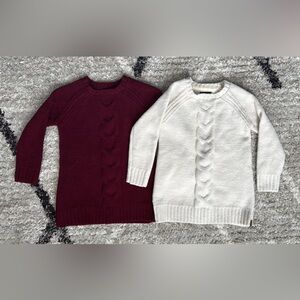 Roots Toddler Cable Knit Sweater Duo — Cream & Burgundy